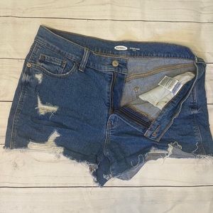 Distressed Boyfriend Mid Rise Jean Shorts